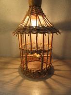 Vintage hanglamp vogelkooi riet rotan, Gebruikt, Ophalen of Verzenden