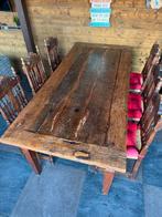 Eettafel 200x90 + 6 Stoelen, Huis en Inrichting, Tafels | Eettafels, Ophalen, Gebruikt, Koloniaal, 200 cm of meer