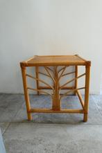 Vintage Manou bijzettafel bamboe riet kubus, Huis en Inrichting, Overige materialen, Minder dan 55 cm, Vierkant, Zo goed als nieuw