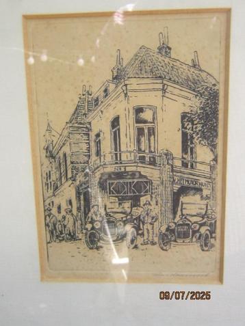 Bas Haasnoot, 1929, Leuke ets MOTORHUIS in Leiden zoals 20 j beschikbaar voor biedingen