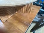 Salontafel travertin blad mangohout poot 70cm bkeus hoge kor, Ophalen, 50 tot 100 cm, Rond, Nieuw
