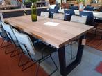 Nieuwe Tafel, 220 x 100 cm, massief Kikar + metaal ,Charly, Huis en Inrichting, Tafels | Eettafels, 200 cm of meer, 50 tot 100 cm