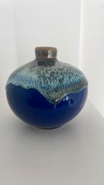 Knopvaas Vaas Drip Glaze Glazuur Thailand Blauw, Blauw, Aardewerk of Porselein, Ophalen of Verzenden, Zo goed als nieuw