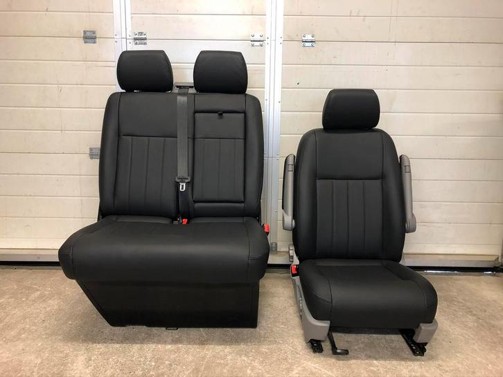 Volkswagen Transporter T5 - T6 stoel met bank zwart leder, Auto-onderdelen, Interieur en Bekleding, Volkswagen, Nieuw, Ophalen