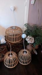 Set hanglampen bamboe rotan riet 40cm en 31 cm, Huis en Inrichting, Lampen | Hanglampen, Minder dan 50 cm, Ophalen of Verzenden