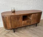 Magazijn leegverkoop tv meubel retro Remi mangohout ribbel, Nieuw, Ophalen of Verzenden, Info@wkhome.nl, Argonweg 20 Amersfoort