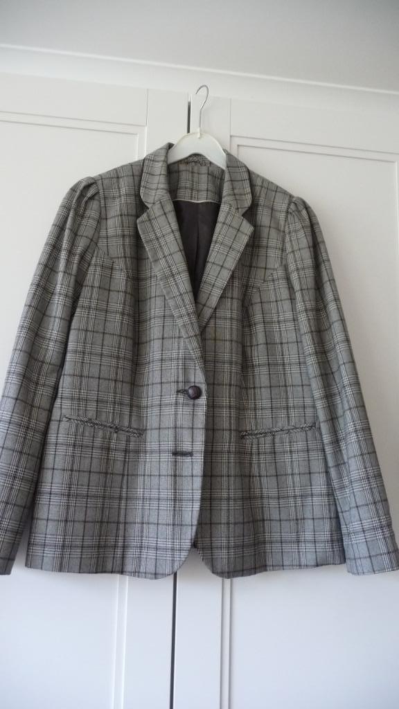 Colbert/Jasje – Ruit 44, Kleding | Dames, Jasjes, Kostuums en Pakken, Zo goed als nieuw, Jasje, Maat 42/44 (L), Bruin, Ophalen of Verzenden