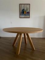 Ronde massief eiken eetkamer tafel, Ophalen, Zo goed als nieuw, 100 tot 150 cm, 100 tot 150 cm