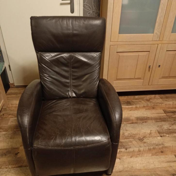 Leren Relaxstoel met Ligstand, Huis en Inrichting, Fauteuils, Gebruikt, Leer, 50 tot 75 cm, 75 tot 100 cm, Ophalen