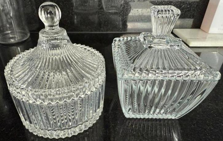 Antieke Glazen Snoepdoosjes Set, Antiek en Kunst, Antiek | Glas en Kristal, Ophalen of Verzenden