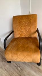 Goud/geel velours fauteuil, Huis en Inrichting, Fauteuils, Ophalen, Minder dan 75 cm, Zo goed als nieuw, Stof