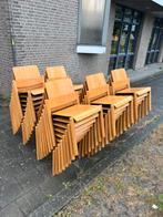 Partij van 17x vintage plywood stapelstoel, Fröscher ‘80, Ophalen of Verzenden, Zo goed als nieuw, Vijf, Zes of meer stoelen, Hout