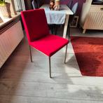 4x Rode Stoffen Eetstoel met rvs Onderstel, Huis en Inrichting, Stoelen, Ophalen, Rood, Stof, Vier