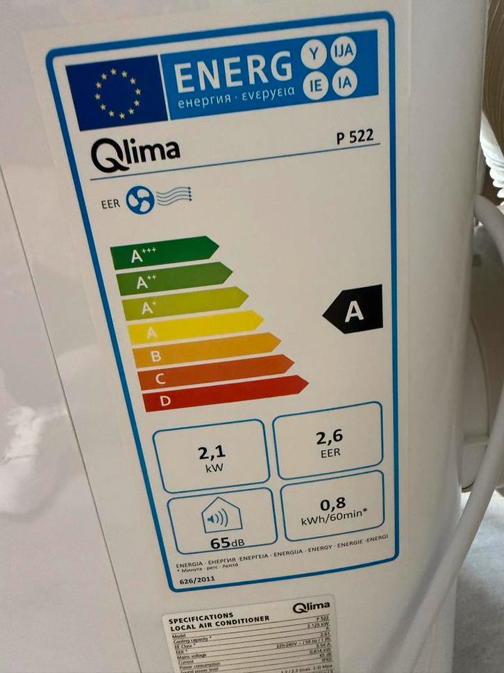 Qlima P522 Mobiele Airco - Zo Goed Als Nieuw!, Witgoed en Apparatuur, Airco's, Zo goed als nieuw, Mobiele airco, Minder dan 60 m³