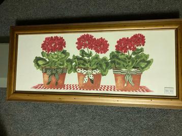 Schilderij met bloemen in potten beschikbaar voor biedingen