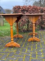 Antieke Franse cafe-tafels, patina, stevig, details, naturel