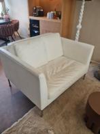 Wit leren bank, loveseat, Huis en Inrichting, Ophalen, Gebruikt, Tweepersoons, 75 tot 100 cm
