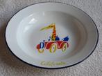 geëmailleerd bordje met giraffe in auto - California soepen, Verzamelen, Ophalen of Verzenden, Gebruikt, Gebruiksvoorwerp