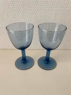 Vintage Wijnglazen Blauw Gekleurd Glas Champagne Retro, Verzamelen, Glas en Borrelglaasjes, Ophalen of Verzenden, Zo goed als nieuw
