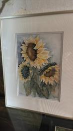 Aquarel van zonnebloemen, Antiek en Kunst, Ophalen