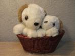 Vintage set bewegende honden in een mand, Verzamelen, Retro, Ophalen of Verzenden, Huis en Inrichting