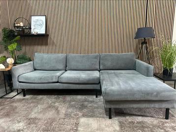 “GRATIS LEVERING” Grijze rib hoekbank+ fauteuil 260x160 beschikbaar voor biedingen