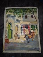 Handgeschilderd doek uit Marrakech twv 70€, Ophalen of Verzenden