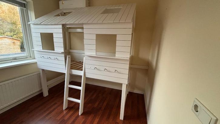 Kinderbed lifetime silver sparkle hutbed halfhoog, Kinderen en Baby's, Kinderkamer | Bedden, Gebruikt, 180 cm of meer, 85 tot 100 cm