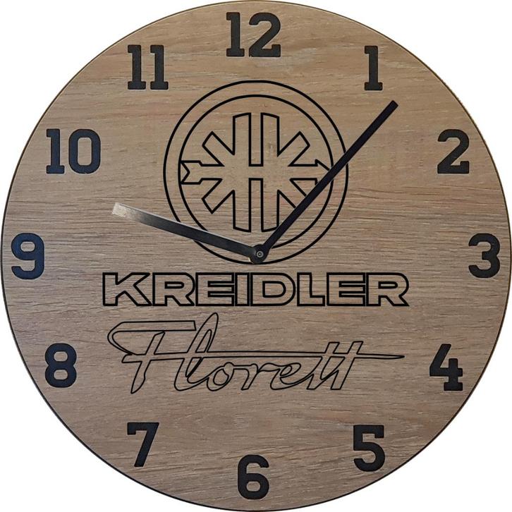 Themaklok met een Kreidler Florett (2) brommer logo, Huis en Inrichting, Woonaccessoires | Klokken, Nieuw, Wandklok, Ophalen of Verzenden