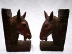 vintage set van 2 houten gesneden boekensteunen paard hoofd, Ophalen of Verzenden, Zo goed als nieuw