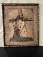 Prent van een molen in een antieke lijst, Gebruikt, Ophalen of Verzenden, Gebouw, Voor 1940