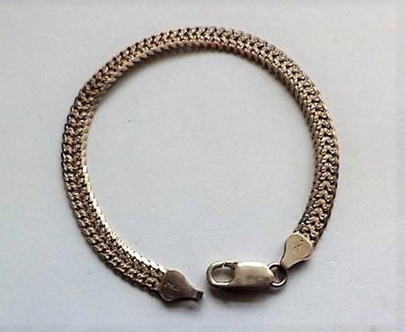Vintage deels vergulde zilveren armband Bismarck schakels, Sieraden, Tassen en Uiterlijk, Armbanden, Zo goed als nieuw, Zilver