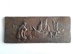 vintage plaquette koper relief schepen, zeilboten antiek, Antiek en Kunst, Ophalen of Verzenden, Koper