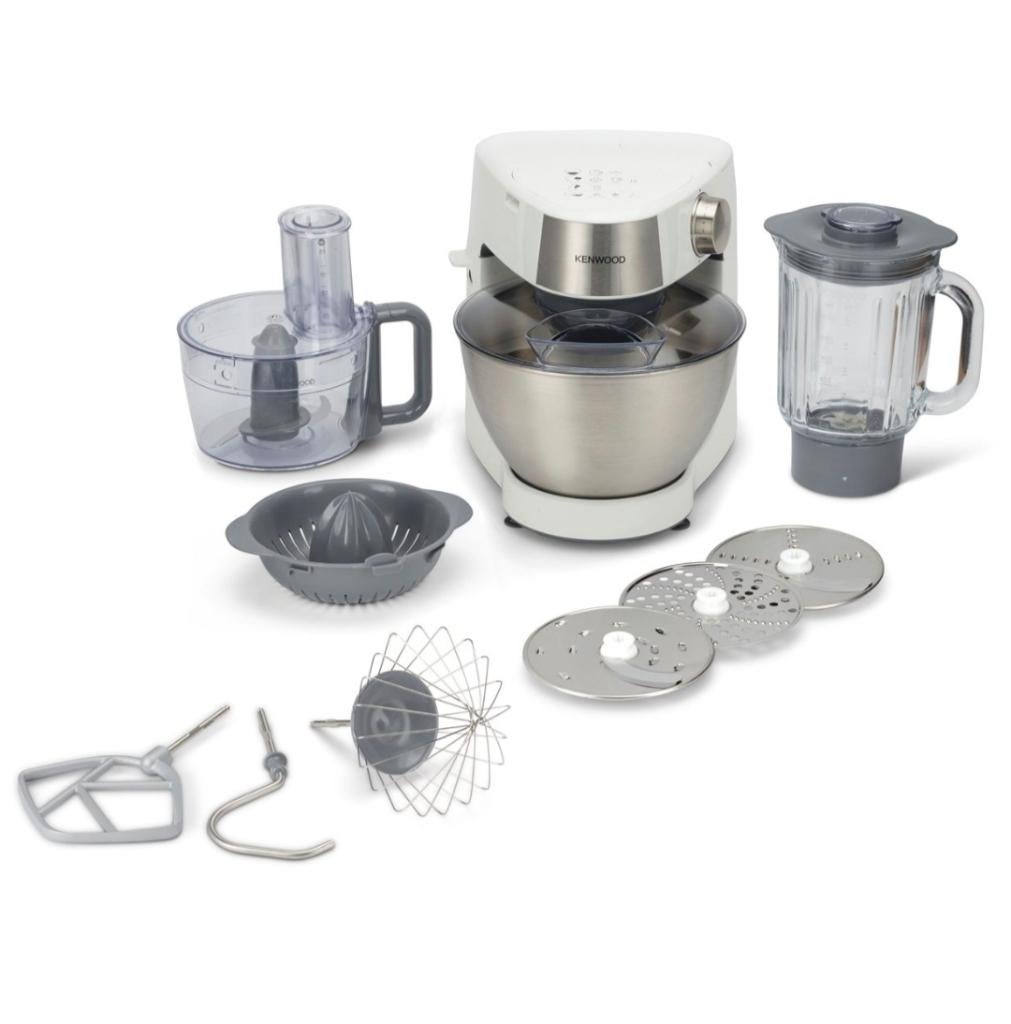 Kenwood keukenmachine wit / grijs met veel accessoires, 4 liter of meer, Ophalen of Verzenden, Gebruikt, 3 snelheden of meer