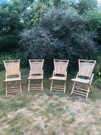 4 tuinstoelen, klapstoelen, bamboe, rotan, Ophalen, Gebruikt, Rotan