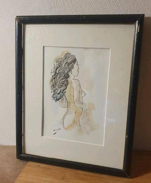 Aquarel naakt vrouw Nicolle, Antiek en Kunst, Kunst | Schilderijen | Klassiek, Ophalen