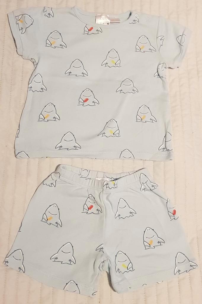 Zara haai pyjama setje baby kleding maat 86 broek blauw, Kinderen en Baby's, Babykleding | Maat 86, Zo goed als nieuw, Jongetje