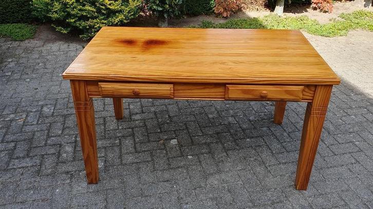 Grenen keukentafel met 2 laden, Huis en Inrichting, Tafels | Eettafels, Gebruikt, 50 tot 100 cm, 100 tot 150 cm, Vijf personen of meer