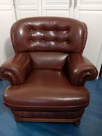 Lederen fauteuil, Huis en Inrichting, Fauteuils, Ophalen, Gebruikt, Klassiek, 75 tot 100 cm