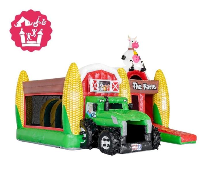 Springkussen Farm boerderij te huur, Hobby en Vrije tijd, Feestartikelen | Verhuur, Zo goed als nieuw, Overige, Ophalen