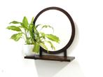 retro vintage spiegel rond hout jaren 70 wandspiegel, Gebruikt, ., Rond, Ophalen of Verzenden