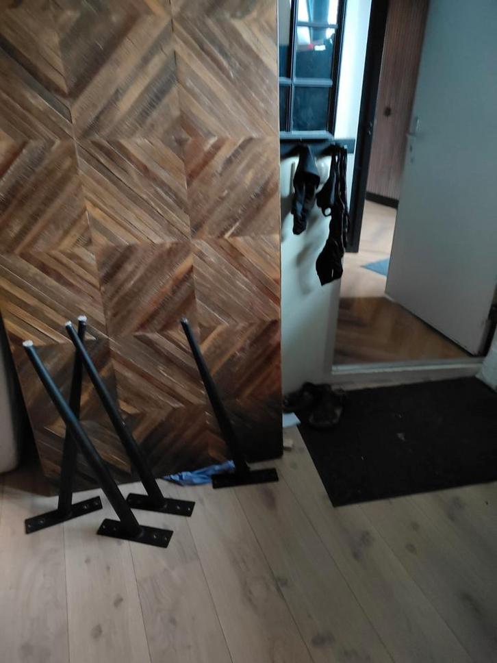 WOOOD Rhombic Eettafel - Teakhout & Metaal, Huis en Inrichting, Tafelonderdelen, Ophalen