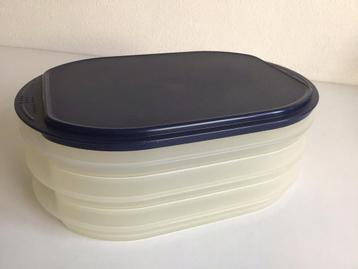 Tupperware stapeltrio schaal vleeswaren combismart blauw beschikbaar voor biedingen