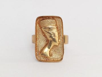 Ring Antiek Egyptian Revival Nefertiti goud op zilver mt 20 beschikbaar voor biedingen
