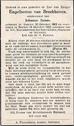 Broekhoven Engelbertus 1865 Haaren 1952 Boekel, Ophalen of Verzenden, Bidprentje