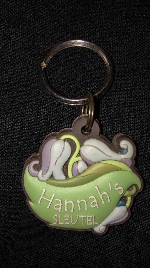 Sleutelhanger met tekst " Hannah's sleutel " (rubber), Verzamelen, Sleutelhangers, Zo goed als nieuw, Overige typen, Ophalen of Verzenden