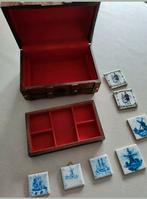 Schatkistje,tegeltjes,Velours,hout,1950,Wandtegeltjes,kistje, Ophalen of Verzenden