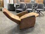relaxfauteuil bruin microleder stoer model, Huis en Inrichting, Gebruikt, Bruin, Ophalen of Verzenden, Eén