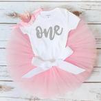 Eerste verjaardag kleding set met tutu, Meisje, Jurkje of Rokje, Nieuw, Ophalen of Verzenden