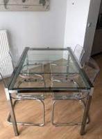 Uitschuifbare eettafel glas, Huis en Inrichting, 50 tot 100 cm, Glas, 150 tot 200 cm, Gebruikt